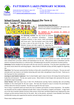 education report term 1 - 2015 - Patterson Lakes Primary School