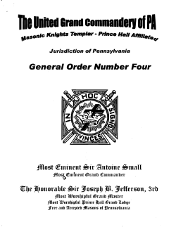 General Order Number - United Grand Commandery