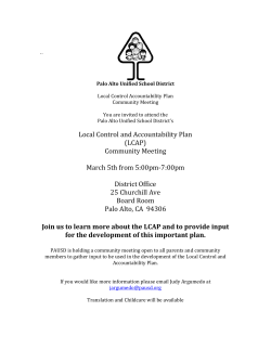 Local Control and Accountability Plan (LCAP) Community Meeting