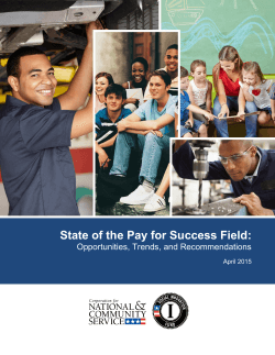 State of the Pay for Success Field: Opportunities, Trends, and