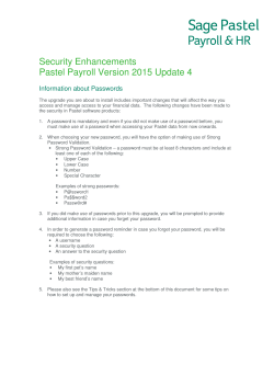 Security Enhancements Pastel Payroll Version 2015 Update 4