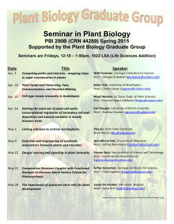 Friday Seminars, Spring 2015 - Plant Biology Graduate Group