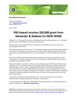 PBS Hawaii receives $50,000 grant from Alexander & Baldwin for