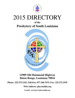 2015 PSL Directory - Presbytery of South Louisiana