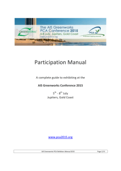 the exhibitor manual - AIS Greenworks PCA Conference