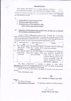 Forwarding of Office Memorandum issued by Govt. of India, Min. of