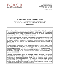 staff consultation paper - Public Company Accounting Oversight Board