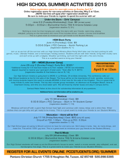 Summer 2015 Events Flier - Pantano Student Ministry