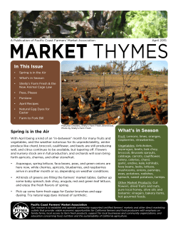 In this Issue What`s in Season - Pacific Coast Farmers` Market