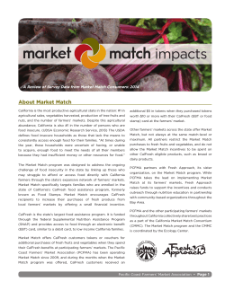 Market Match Impacts - Pacific Coast Farmers` Market Association