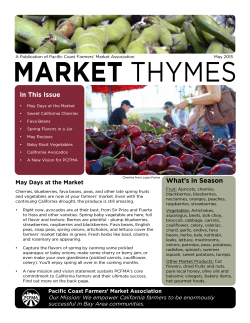 In this Issue What`s in Season - Pacific Coast Farmers` Market