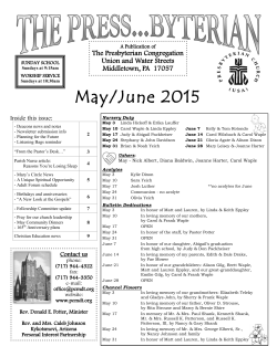 May/June 2015 - Presbyterian Congregation of Middletown
