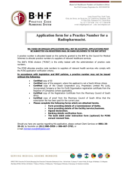 Application form for a Practice Number for a Radiopharmacist.