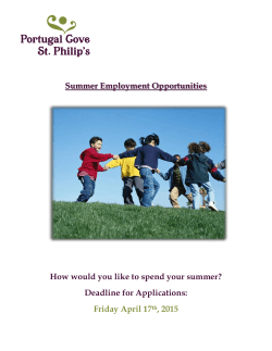 Summer Employment Opportunities How would you like to spend