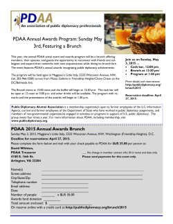 PDAA Annual Awards Program: Sunday May 3rd, Featuring a Brunch
