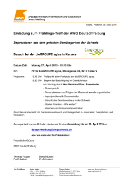 Einladung zum FrÃ¼hlings-Treff der AWG Deutschfreiburg