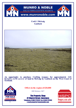 Croft 1 Melvaig Gairloch An opportunity to purchase Crofting