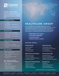 HEALTHCARE GROUP - Lincoln International