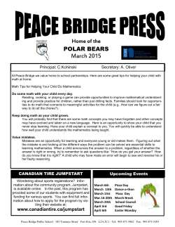 March 2015 PBR - Peace Bridge Public School