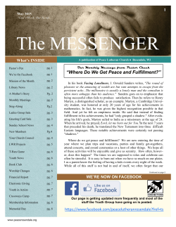 Messenger May 2015 - Peace Lutheran Church of Rosendale