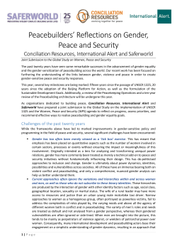 Peacebuilders` Reflections on Gender, Peace and