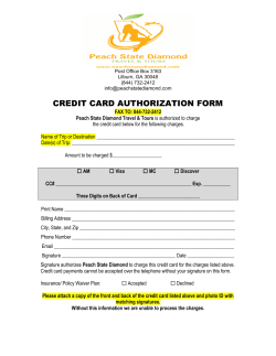credit card authorization form - Peach State Diamond Travel and Tours