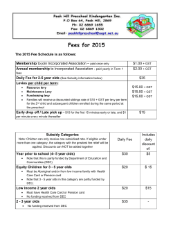 Fees for 2015 - peakhillpreschool.net.au