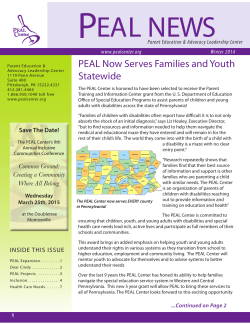 PEAL Now Serves Families and Youth Statewide