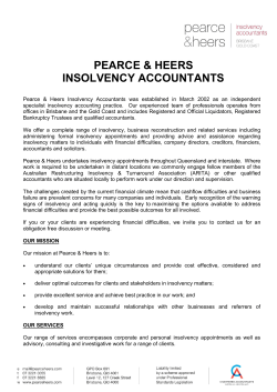 Pearce & Heers Brochure - Pearce & Heers Insolvency Accountants