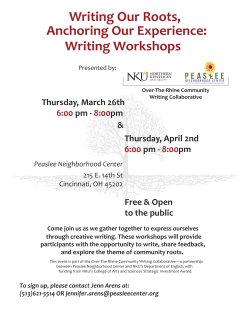Writing Our Roots, - Peaslee Neighborhood Center