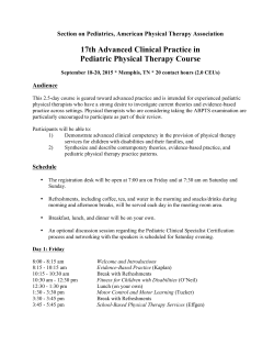 17th Advanced Clinical Practice in Pediatric Physical Therapy Course