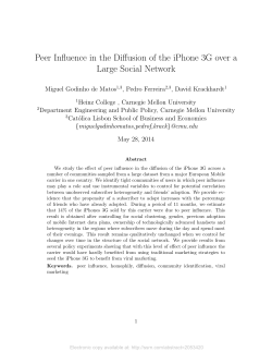 Peer Influence in the Diffusion of the iPhone 3G over a Large Social