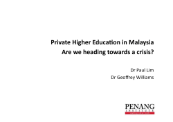 Private Higher Education in Malaysia â Avoiding a