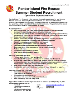 Summer Student Recruitment - Pender Island Fire Rescue