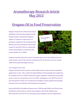 Oregano Oil in Food Preservation â May 2015