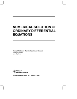NUMERICAL SOLUTION OF ORDINARY DIFFERENTIAL EQUATIONS
