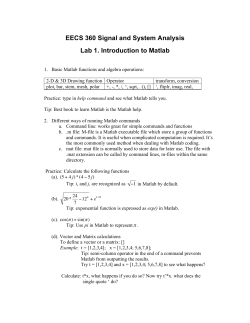 EECS 360 Signal and System Analysis Lab 1. Introduction to Matlab