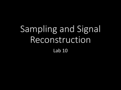 Sampling and Signal Reconstruction