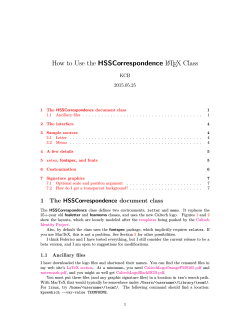How to Use the HSSCorrespondence LATEX Class