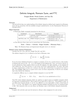 Definite Integrals, Riemann Sums, and FTC