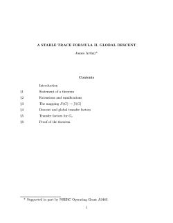 A STABLE TRACE FORMULA II. GLOBAL DESCENT James Arthur