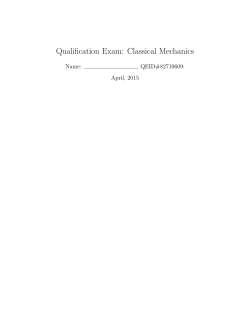Qualification Exam: Classical Mechanics
