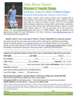 Women`s Tennis Camp Mail-In Registration