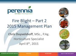 Fire Blight â Part 2 2015 Management Plan