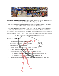 PROGRAM SPECIFICS: - Performance VolleyBall Group