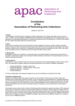 APAC Constitution - Association of Performing Arts Collections