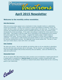 April 2015 Newsletter - Periastron Vacations