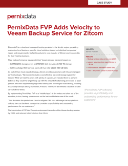 PernixData FVP Adds Velocity to Veeam Backup Service for Zitcom