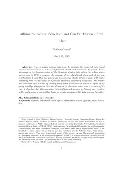 Affirmative Action, Education and Gender: Evidence from