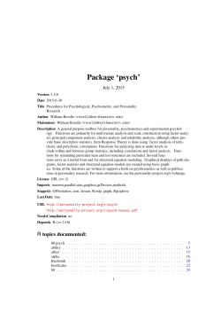 Package `psych` - The Personality Project